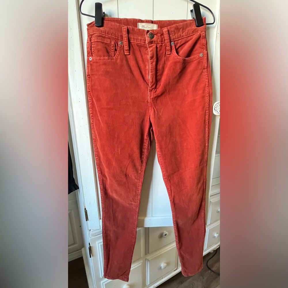 Madewell Burnt Orange High Rise Skinny Corduroy Pants - Picture 2 of 12